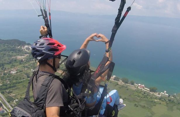 Paragliding First Class Above Ohrid