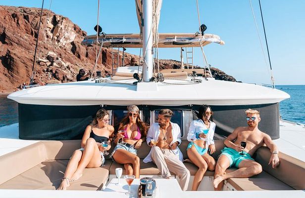 Luxury Santorini Sailing Cruise: Lunch, BBQ, Open Bar, Transfers