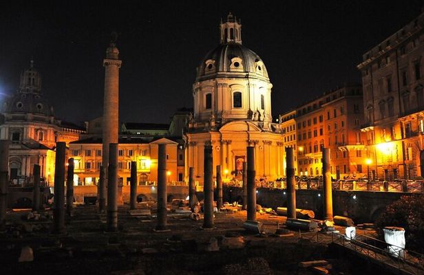 Nightscape Elegance: Rome After Dark with Golf Cart