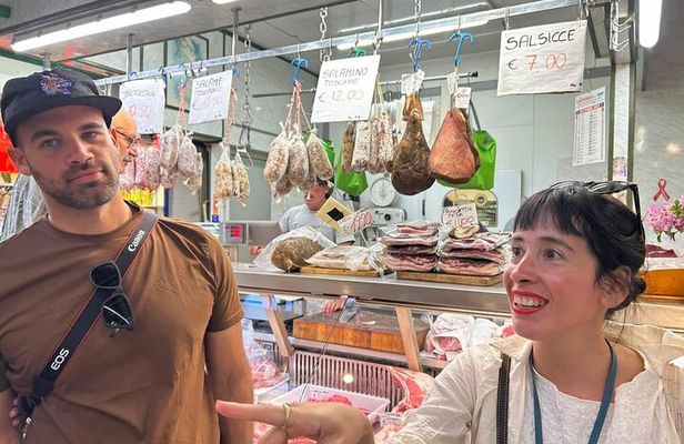 Florence: San Lorenzo Farmers Market Food Tour with Wine Tasting in 4 hours