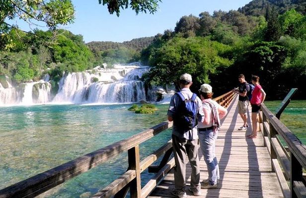 Krka Waterfalls private tour with Šibenik from Trogir & Okrug