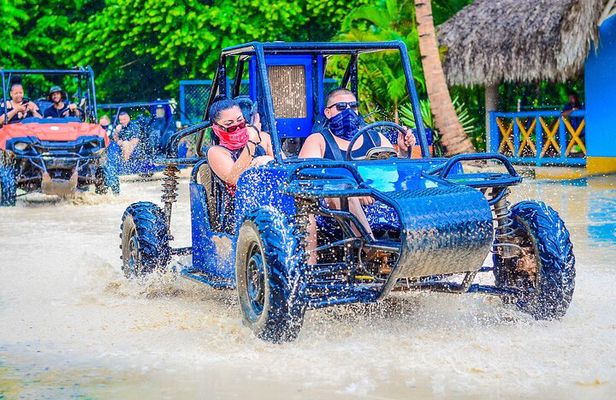 Dune buggy and water cave
