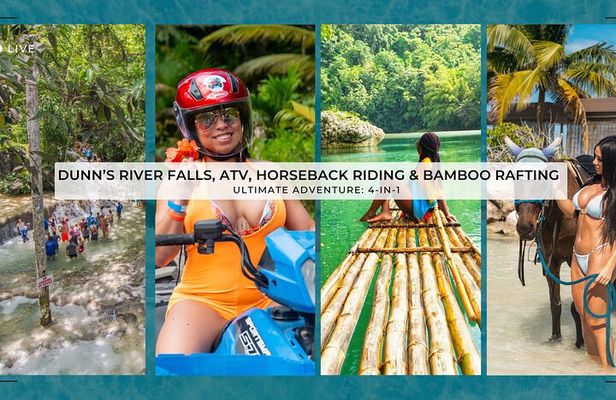 Dunn's River Falls, ATV, Horseback Ride and Bamboo Rafting Tour
