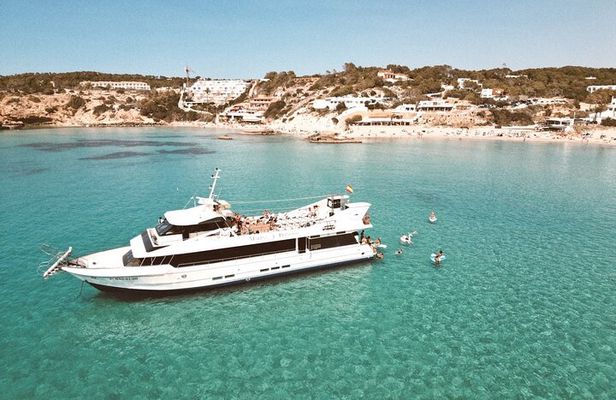 5 Hour Adults Ibiza Boat Trip + lunch, 6 drinks, SUP Boards & DJ