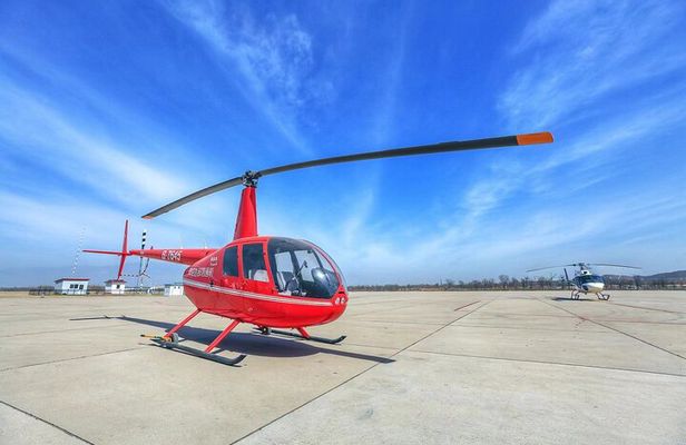 Aerial View of the Great Wall by Helicopter 