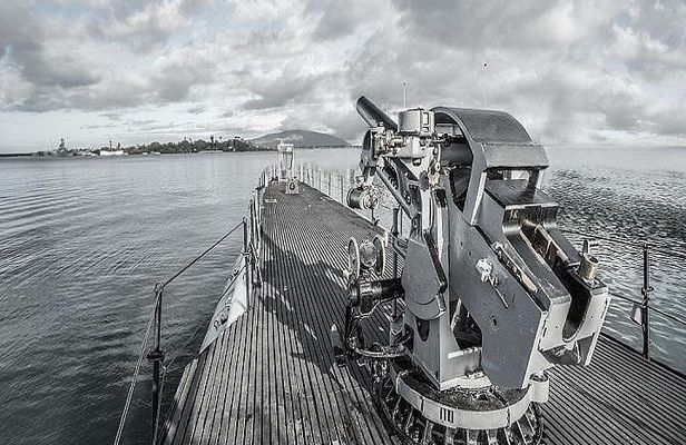 Battleships of WWII at Pearl Harbor from Waikiki