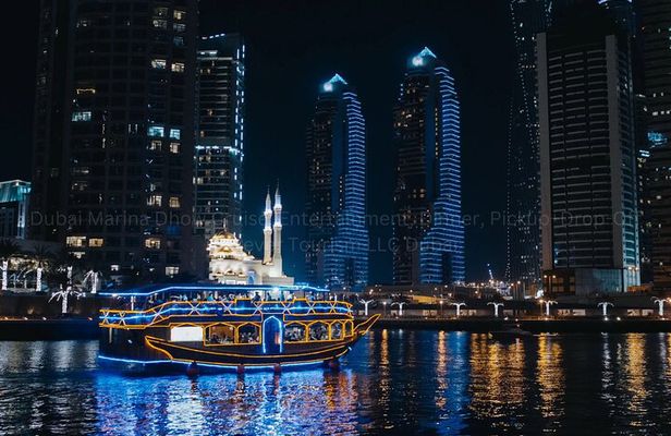 Dubai Marina Dhow Cruise Entertainment Dinner Pickup and Drop Off