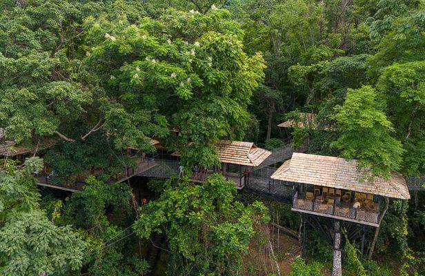 Kuang Si Waterfall, Tree Top Cafe, Ziplining with Lunch