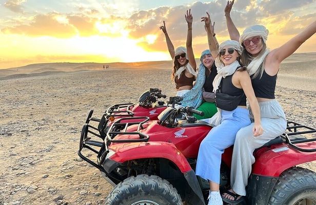 ATV Quad Bike Or Camel Ride At Giza Pyramids Sahara Desert Sunset