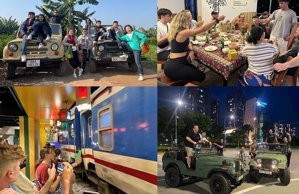 Hanoi Jeep After Dark Foodie Tour and Train Street Experience