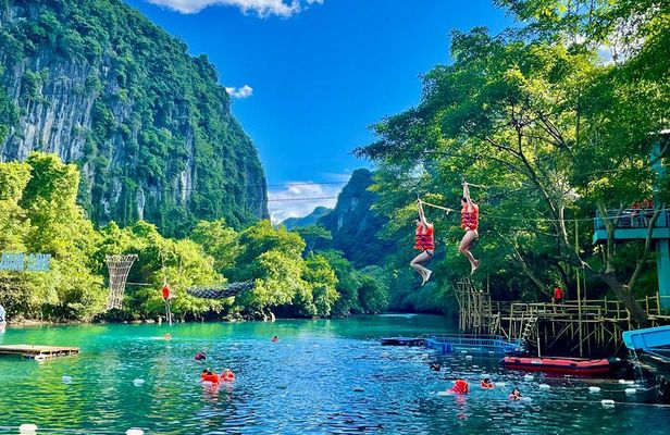 Zipline Dark cave & Paradise cave: Full-day Exploration