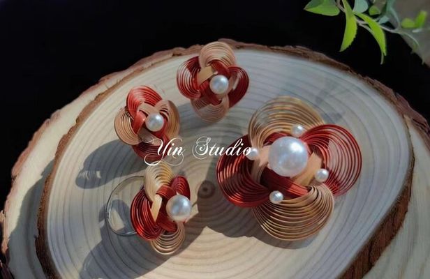 Camellia Jewelry: Bamboo Weaving for Brooch, Earring & Ring