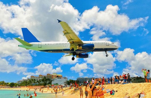 Plane Overhead Maho Beach Day