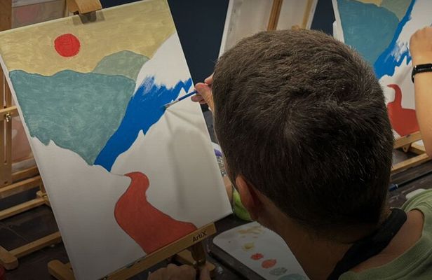 Paint & Wine Workshop in Barcelona in creative studio
