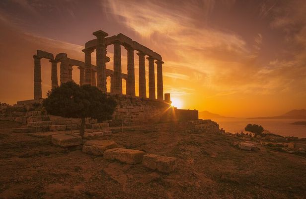 Greece's most beautiful sunset at Poseidon's Temple Private tour
