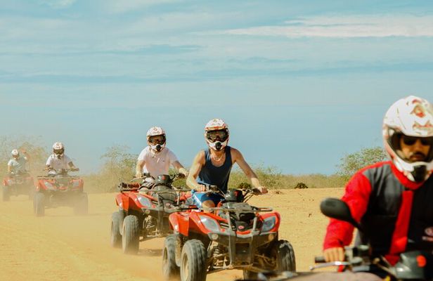 Quad Biking and Sandboarding on Sand Dunes Wild Beach