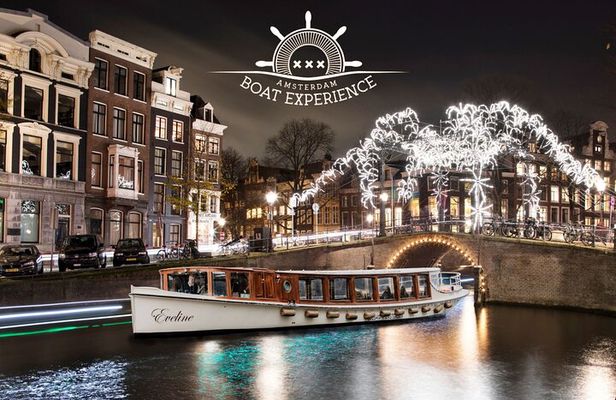 Amsterdam Light Festival: Canal Cruise Covered Saloon Boat
