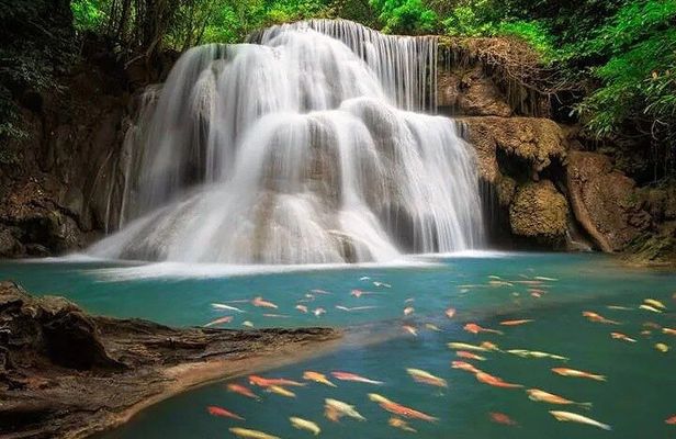 Erawan Waterfall and Death Railway Train Riding from Bangkok