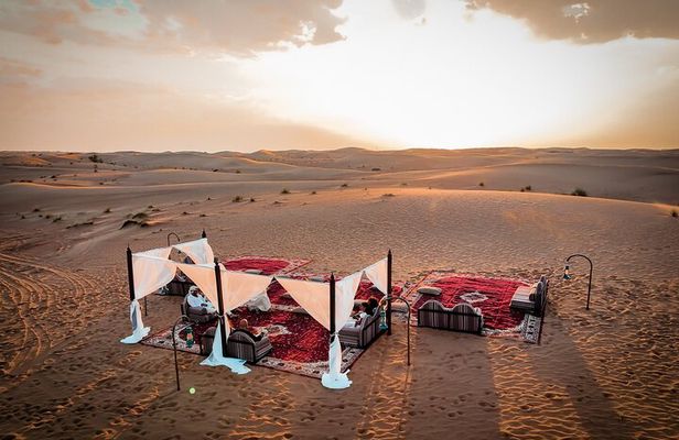 VIP Dubai Sunset Desert Safari: Camel Ride, BBQ, Unlimited Spirit