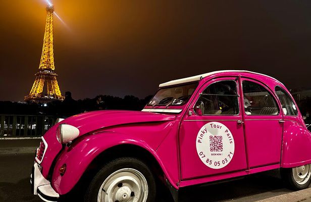 3H Champagne Tour Through Paris by Night in a Pink Citroën 2CV