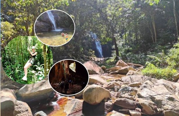 16 Lines Zipline, Cave, Hiking & Biausevu Waterfall Combo Tour