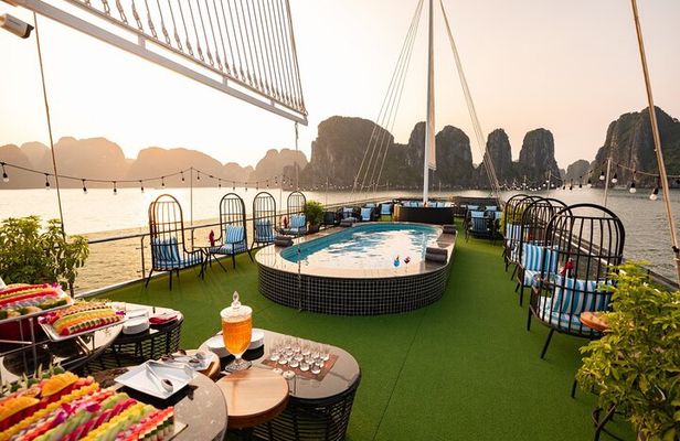 5 Star Luxury Cruise from Hanoi with pool, kayak, beach, buffet