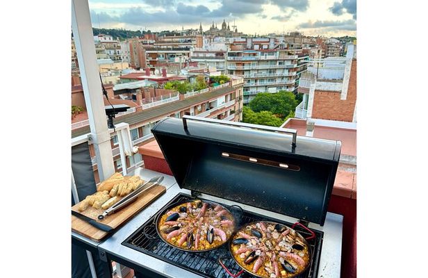 BBQ Paella in a Penthouse Terrace in Barcelona with a Chef