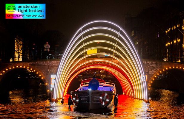 Amsterdam Light Festival Boat Tour with Warm Drinks