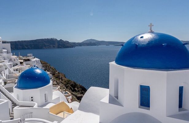 Santorini Island Tour to Oia, Holy Mountain & Black Beach