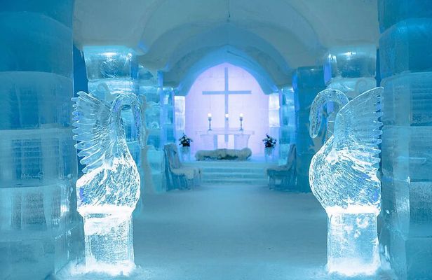 Igloo Ice Hotel and Hiking to the Frozen Waterfall from Alta