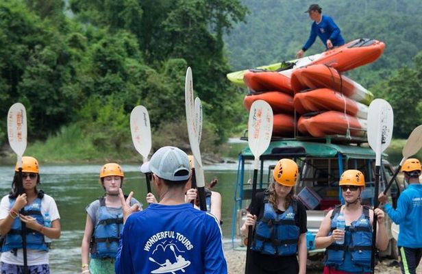 One Day Kayaking, Zipline and Tubing In Cave from Vang Vieng