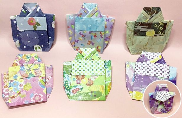 Japanese miniature kimono made with origami in Osaka