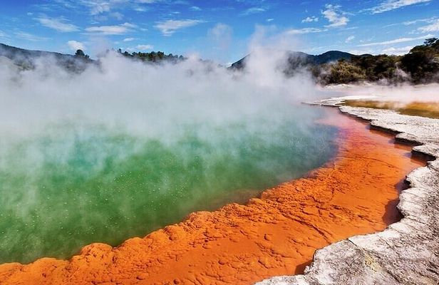 Wai-O-Tapu Geothermal Valley, & Hot River (Glow worms opt. extra)