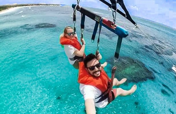 Parasailing above Turquoise Ocean Waters in Montego Bay