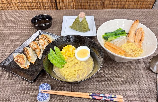 Ramen Gyoza Onigiri Japanese Cooking Class in Kyoto
