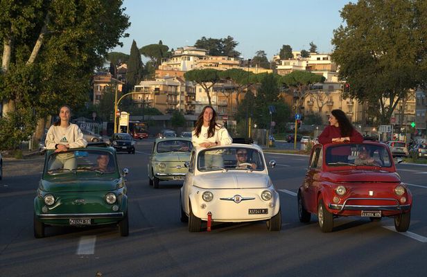 Rome Private Fiat 500 Tour: City Highlights & Local Food Tasting