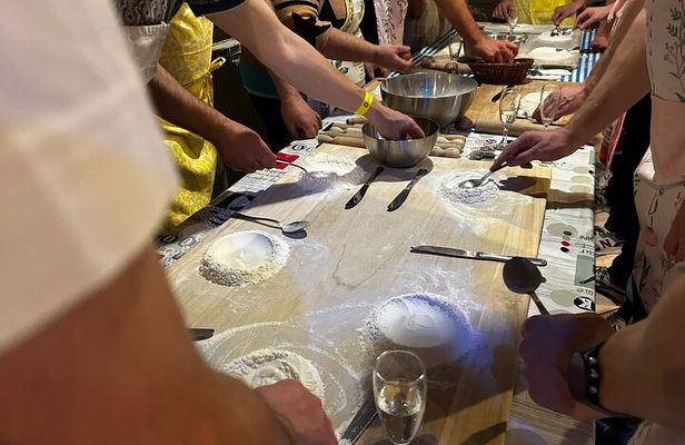 Traditional bolognese pasta making with a meal