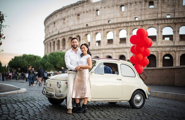 Rome Pro Photoshoot service include free transport FIAT 500