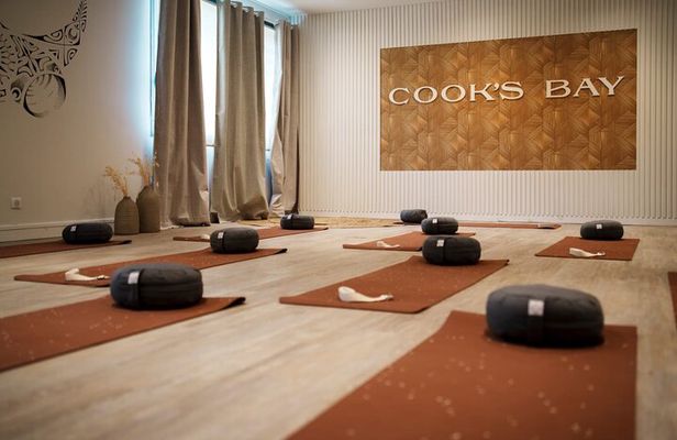 Air-conditioned studio yoga class at Cooks Bay Hotel and Suites