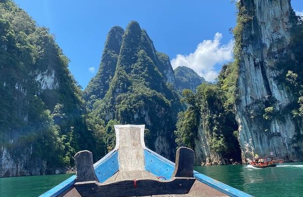 Khao Sok Cheow Lan Lake Bamboo Rafting and Elephant Bathing Tour
