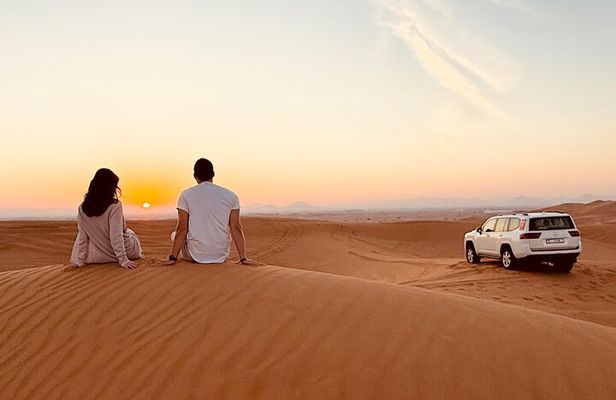Dubai Sunrise Desert Safari Red Dune Camel Falcon & Sandboarding