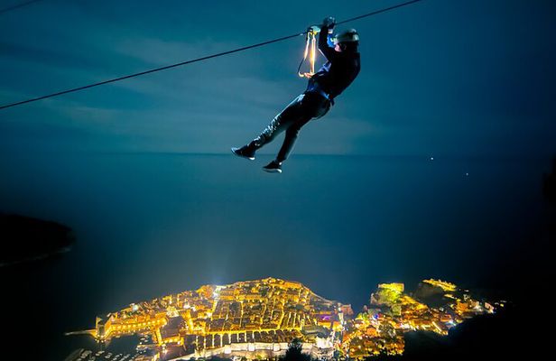 Night Zipline Experience in Dubrovnik