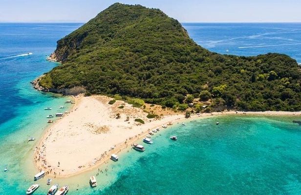 Turtle Island Cameo and Keri Caves with Transport Zakynthos