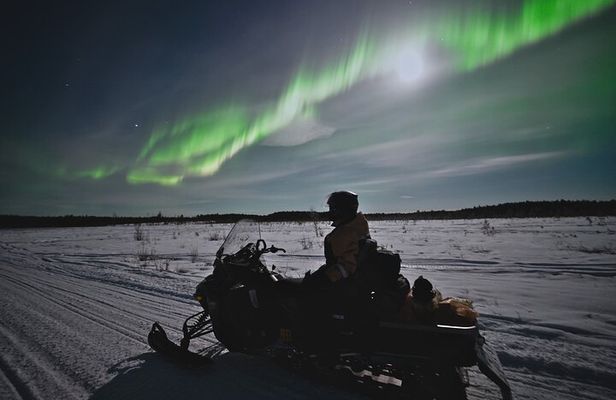 Arctic Aurora Chase by Snowmobile