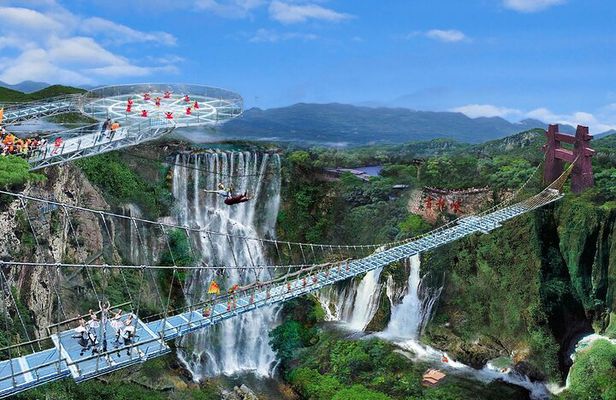 Gulong Gorge Skywalk Glass Bridge and Waterfall View Tour