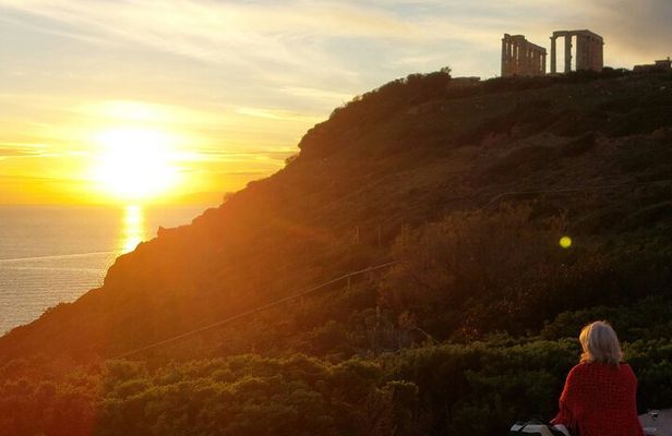 Sunset at Cape Sounio and the Temple of Poseidon