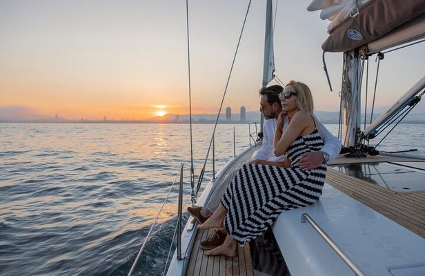 Sunset On A Luxury Sailboat From Port Olimpic
