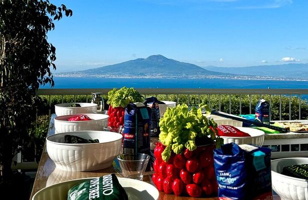 Pizza School with Nino overlooking Vesuvius in Sorrento