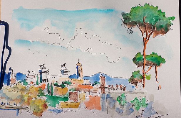 Sketching on Rome from the Pincio Terrace with Guido