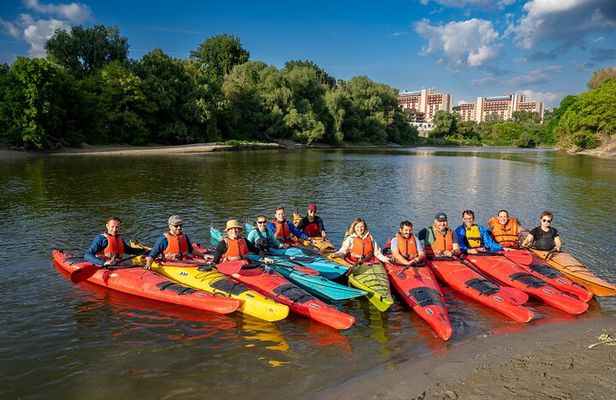 Paddling on the Danube river branch in Bratislava